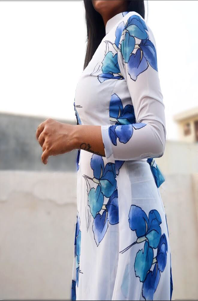 Off White Printed Georgette Kurti
