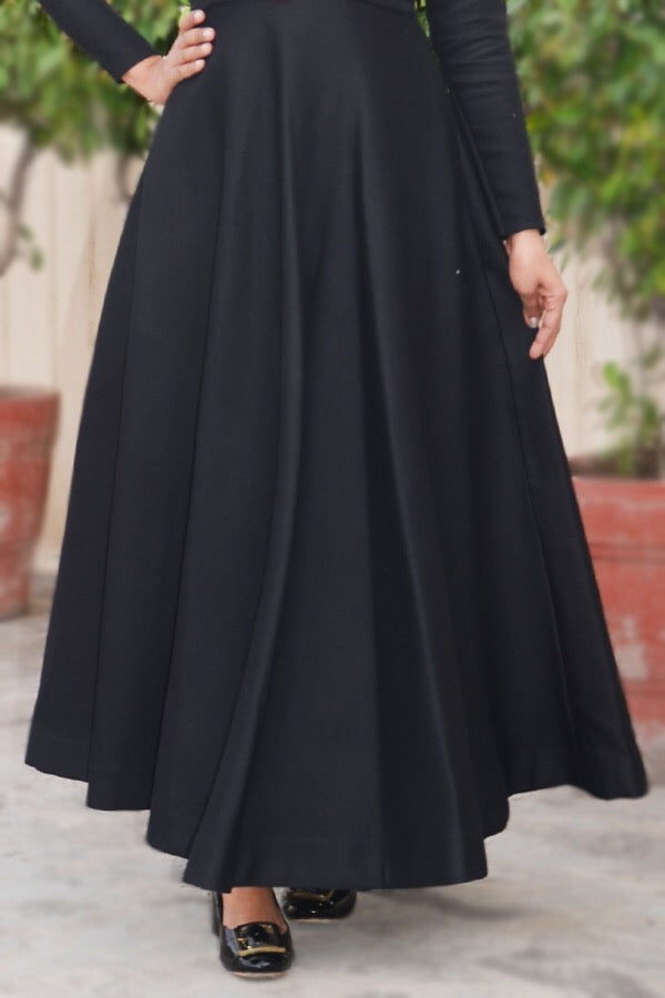 Black Padded Floor Length Dress