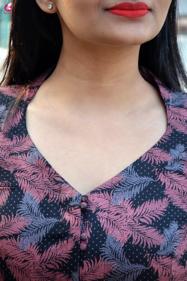 Multicolor Front Slit A-Line Cotton Silk Kurti