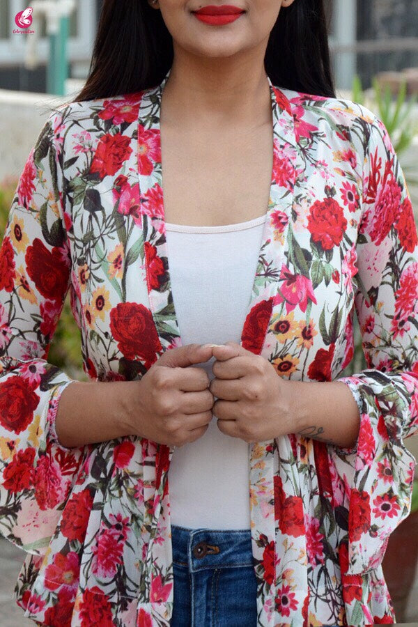 Multicolour Floral Georgette Shrug