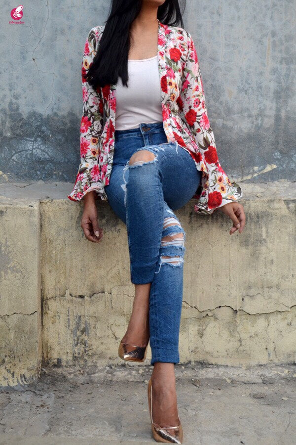 Multicolour Floral Georgette Shrug