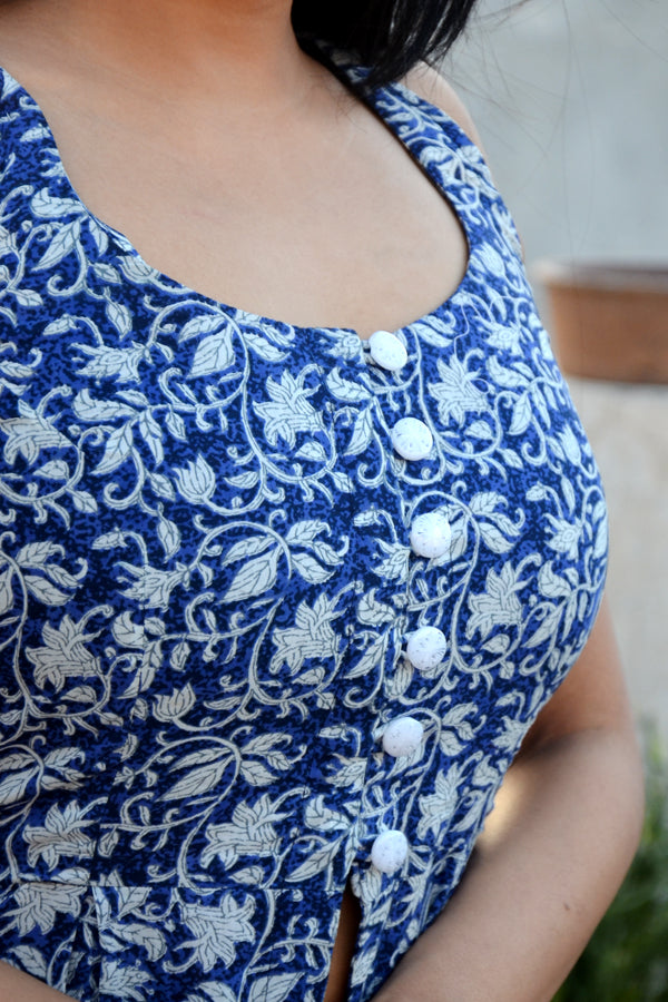 Indigo Blue Printed Cotton Kurti