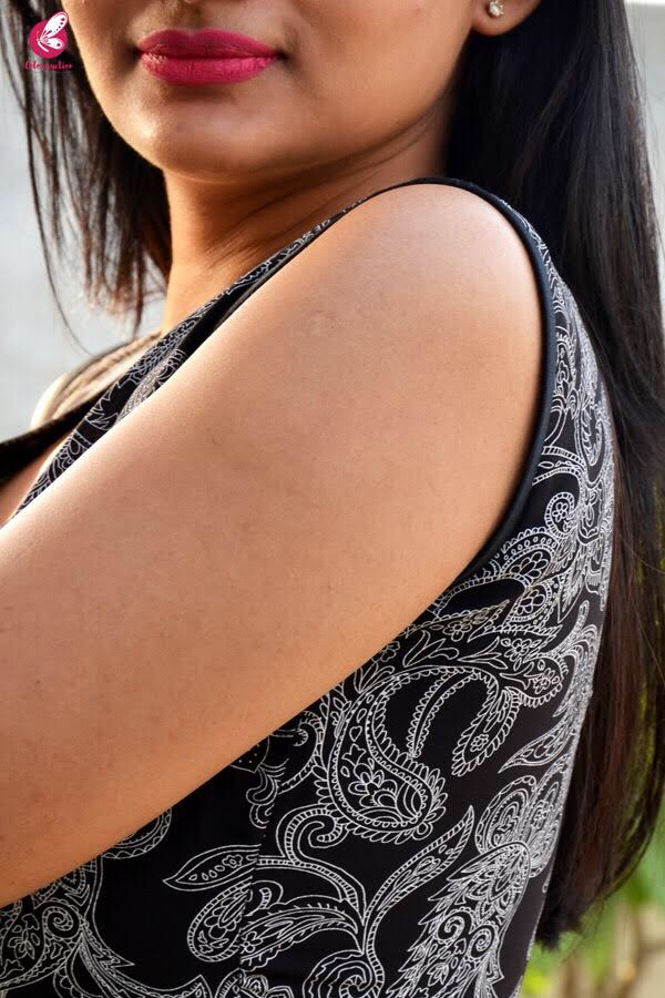 Black Crepe Printed A-Line Kurti