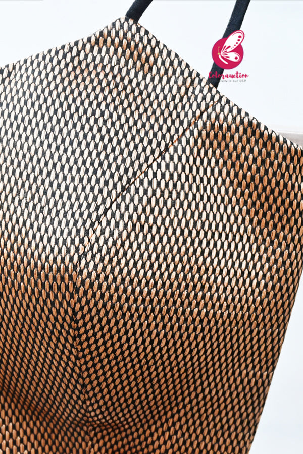 Black Golden Brocade Strappy Padded Blouse