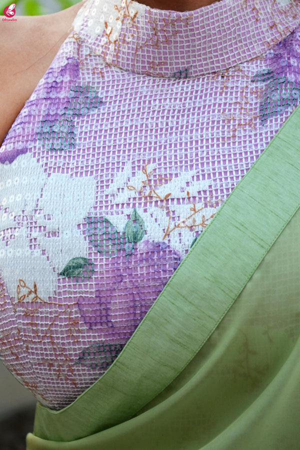 Pistachio Green Silk Georgette Saree