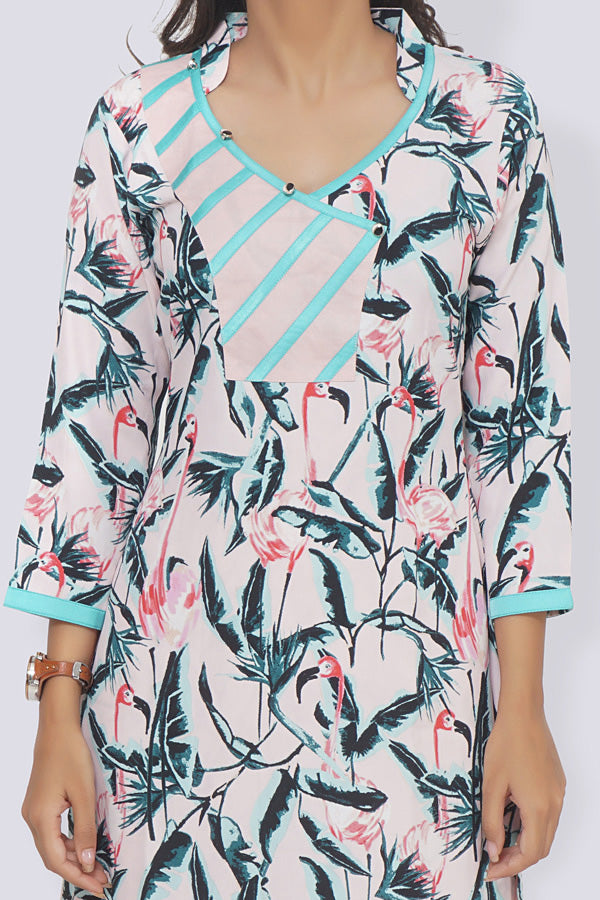 Pastel Pink Crepe Straight Kurti