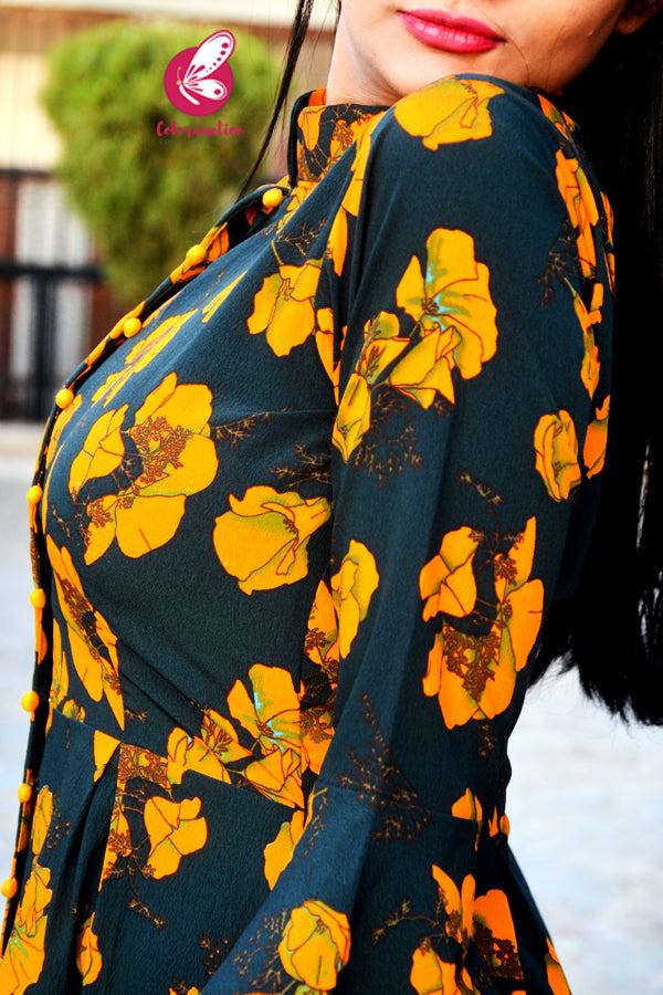 Green Bubble Crepe Printed Long Kurti