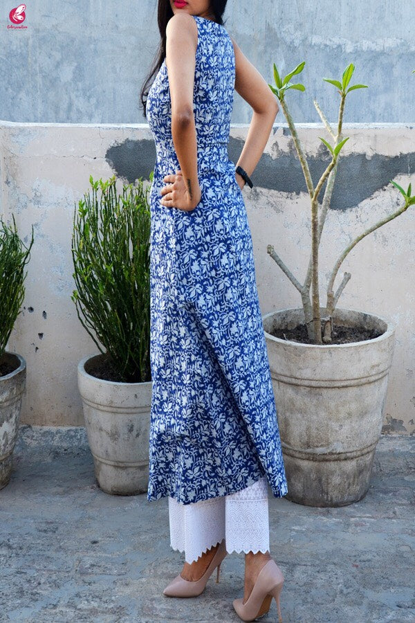 Indigo Blue Printed Cotton Kurti