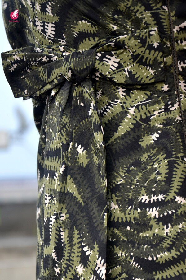 Military Green Crepe Side Slit Maxi Dress