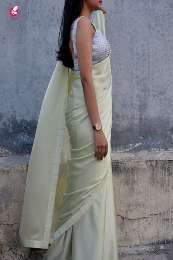 Pastel Lime Silk Georgette Saree