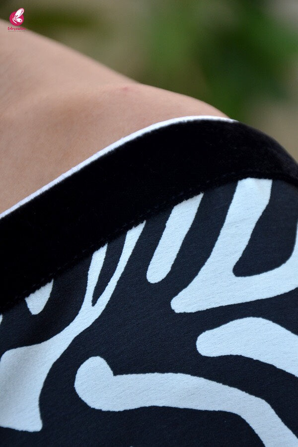 Black &amp; White Printed Satin Saree