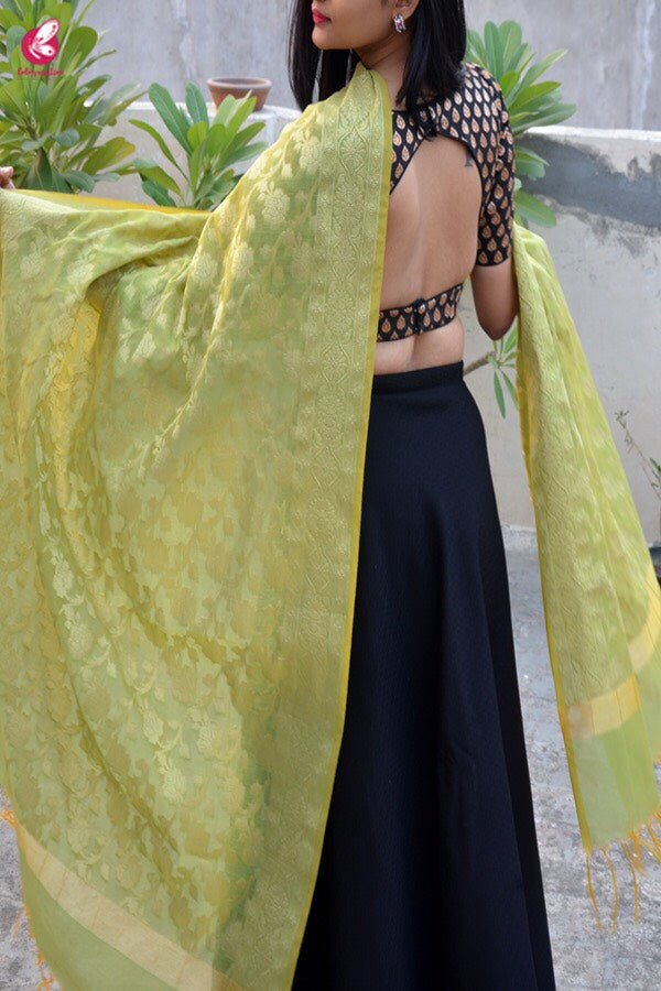 Green Chanderi Zari Woven Dupatta
