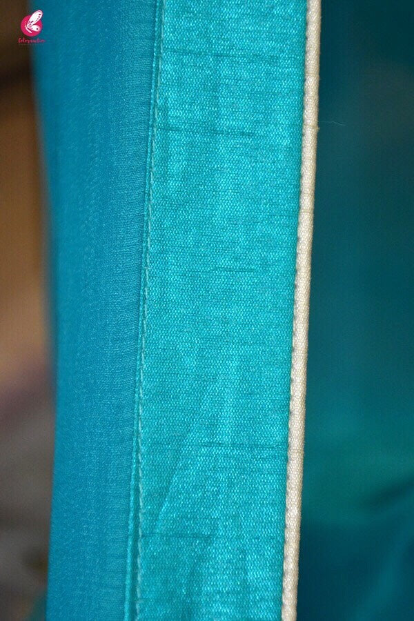 Off White and Blue Half and Half Saree