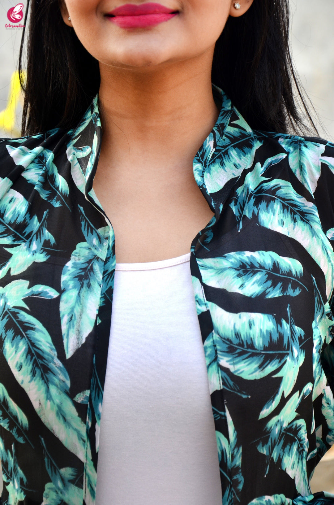 Multicolour Printed Long Georgette Shrug