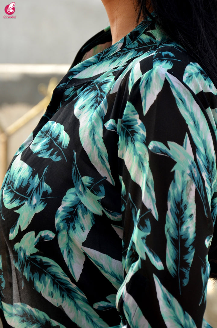 Multicolour Printed Long Georgette Shrug