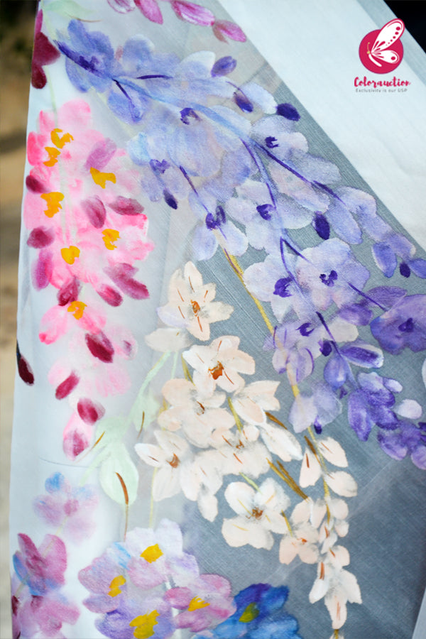Off White Multicoloured Floral Stole
