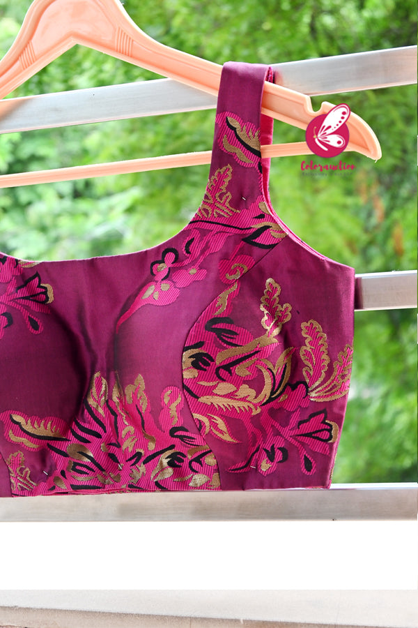 Magenta Brocade Padded Blouse