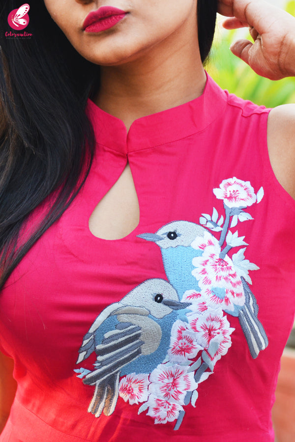Hot Pink Cotton Silk Kurti Set