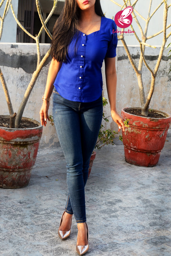 Blue Dobby Top
