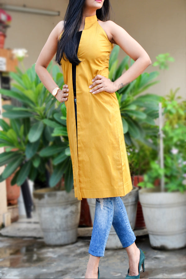 Mustard Cotton Sarton Striped Shrug