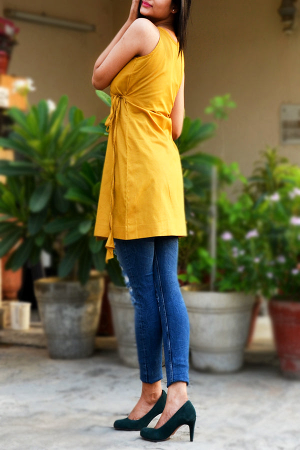 Mustard Golden Cotton Striped Top