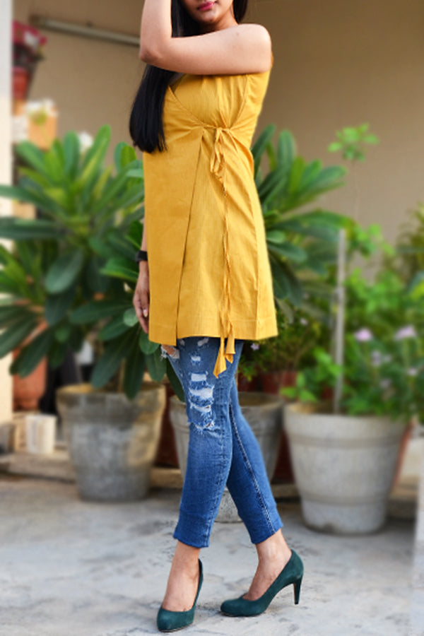Mustard Golden Cotton Striped Top