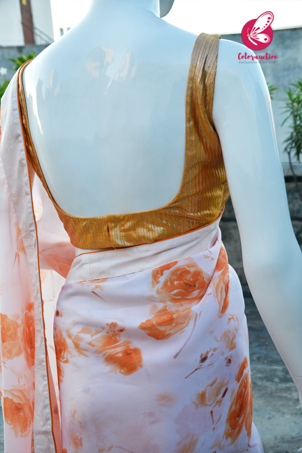 Mustard Golden & Silver Sleevelss Backless Padded Blouse