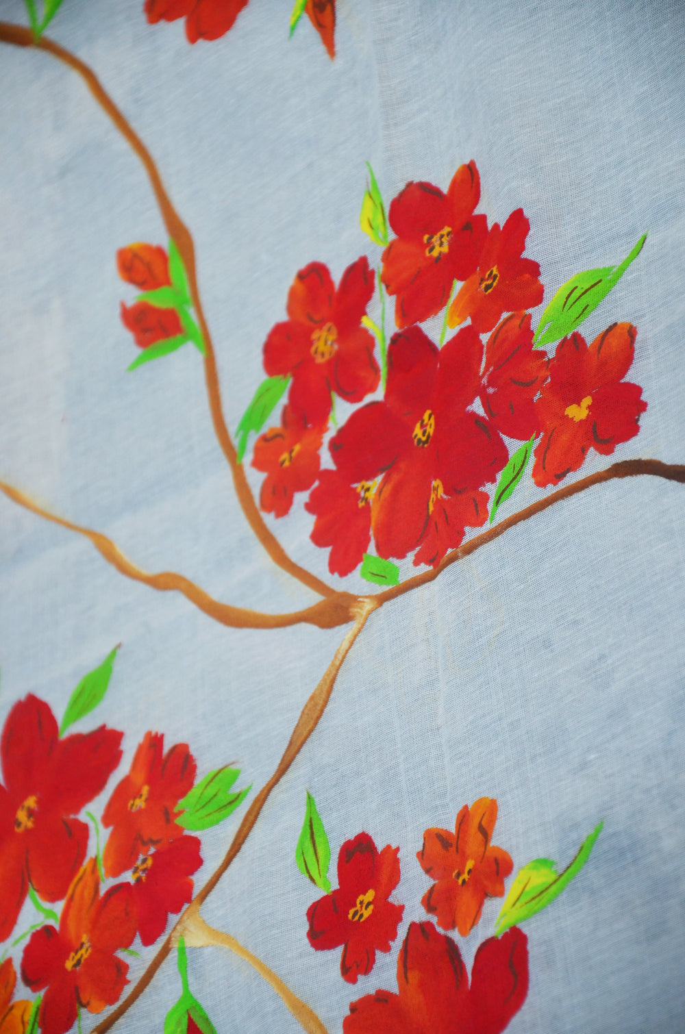 Off White Chanderi Floral Handpainted Stole