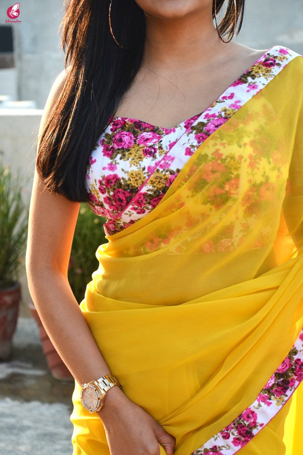 White Multicoloured Floral Strappy Tussar Cotton Backless Blouse