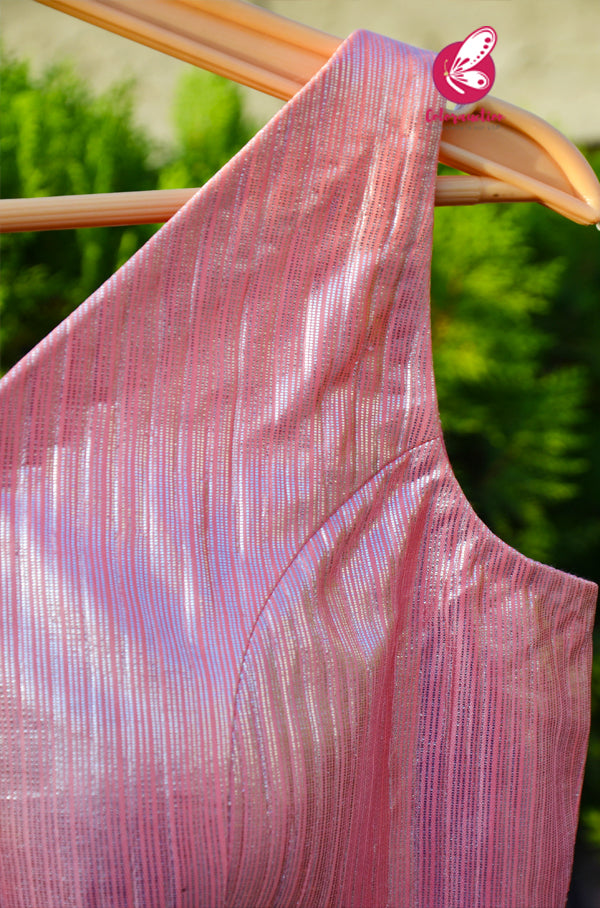 Peachy Pink Backless V-Neck Sleeveless Padded Blouse