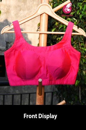 Neon Pink Crepe Padded Backless Blouse
