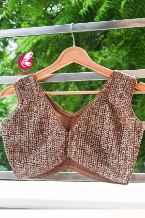 Copper Zari Sequins Padded Blouse