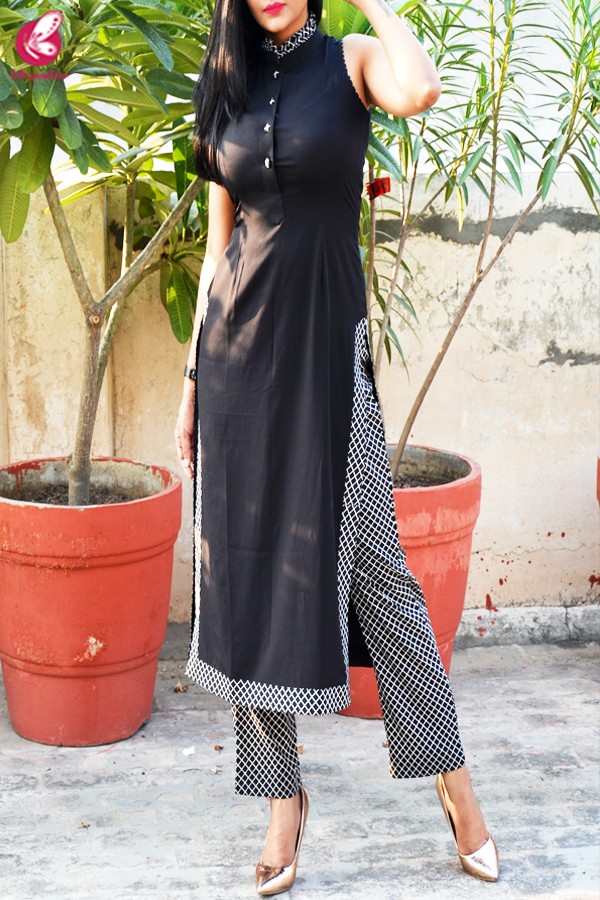 Black kurti with palazzo pants clearance