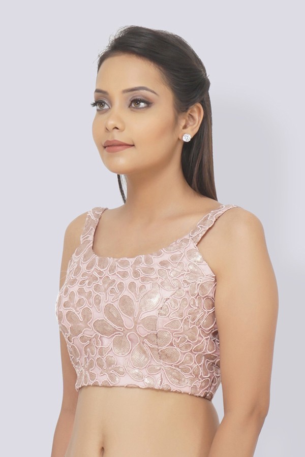 Buy Light Pink Korean Net Padded Blouse by Colorauction - Online shopping  for Blouses in India