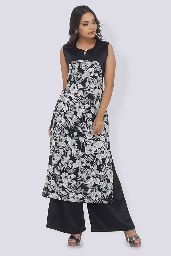 black printed kurtis
