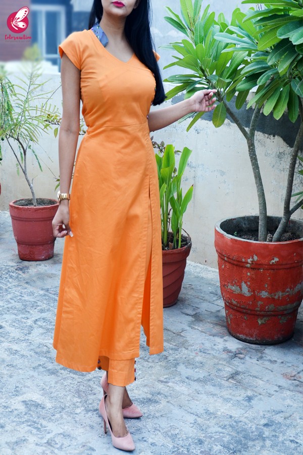 carrot colour kurti