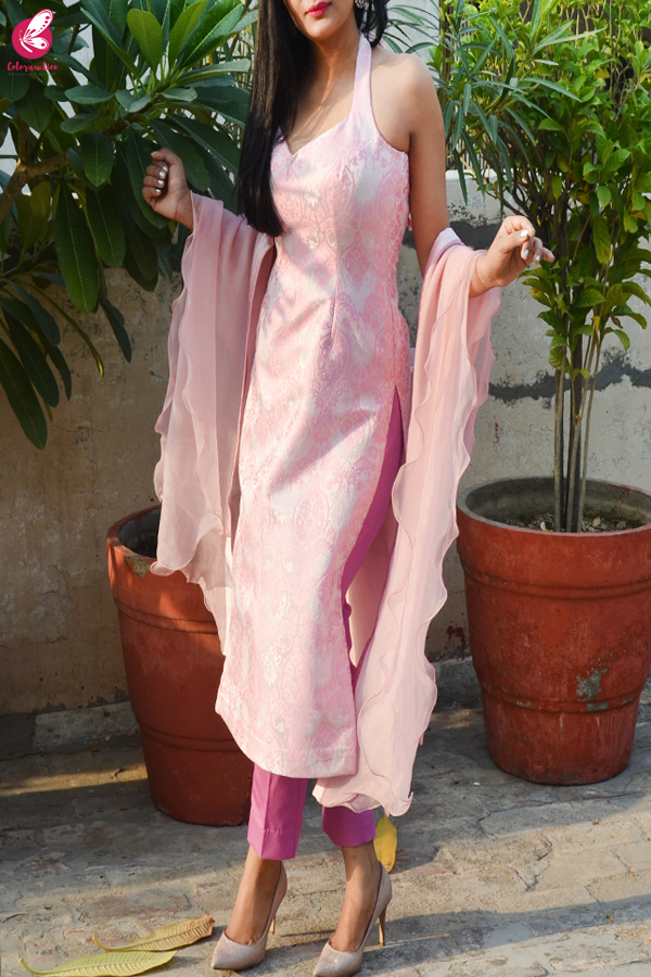 black backless kurti